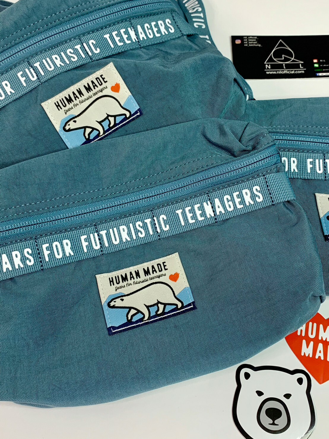 HUMAN MADE 北極熊 小包 水藍色肩背包