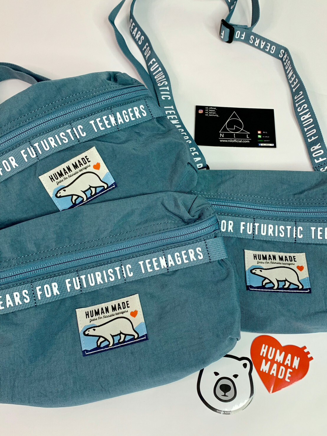 HUMAN MADE 北極熊 小包 水藍色肩背包