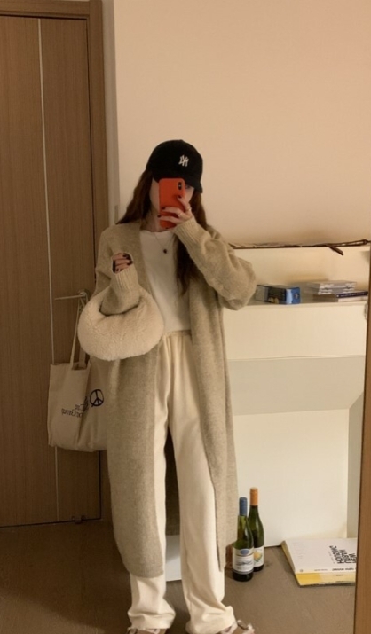 ᴷᴼᴿᴱᴬ 🇰🇷 歐美慵懶時尚過膝長版針織罩衫