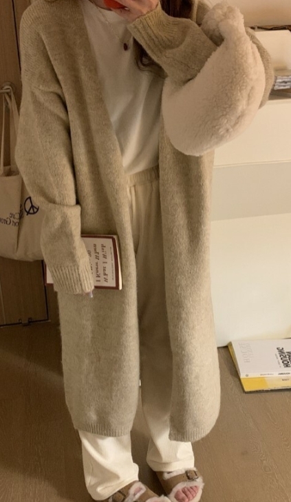 ᴷᴼᴿᴱᴬ 🇰🇷 歐美慵懶時尚過膝長版針織罩衫