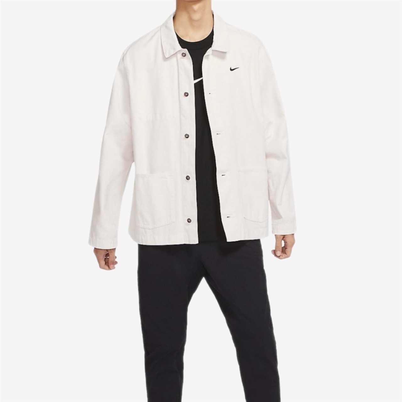 NIKE LIFE JACKET 米白 小勾刺繡 教練外套