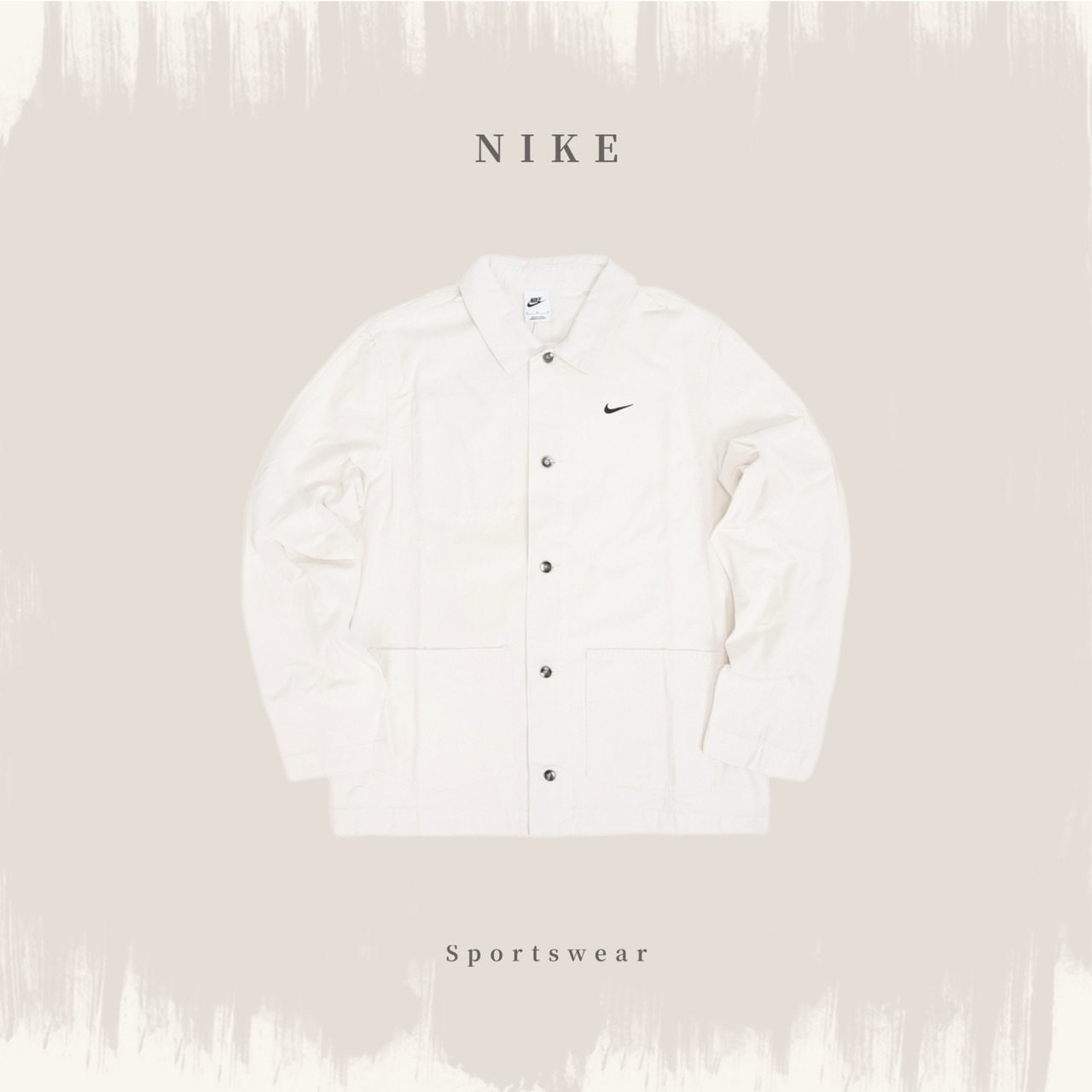 NIKE LIFE JACKET 米白 小勾刺繡 教練外套