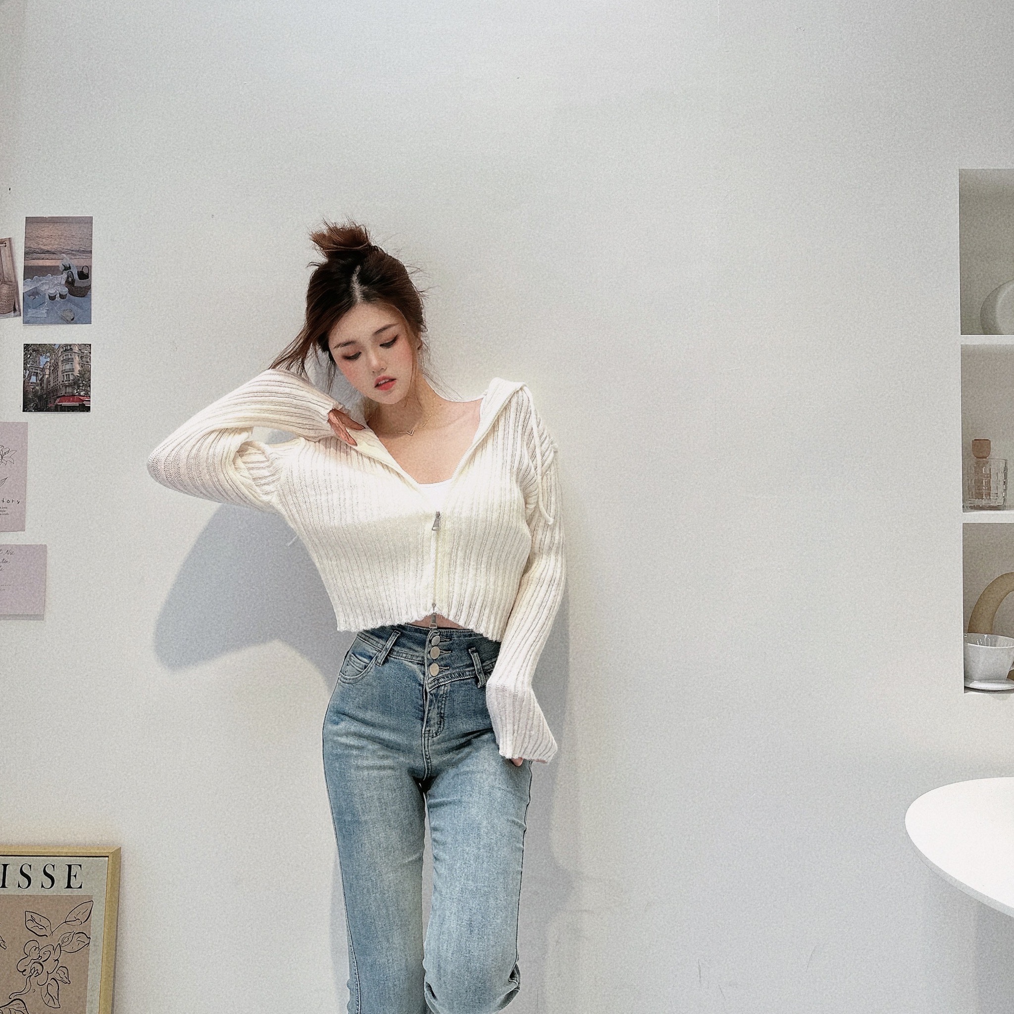 柔軟針織坑條雙拉鍊外套/四色