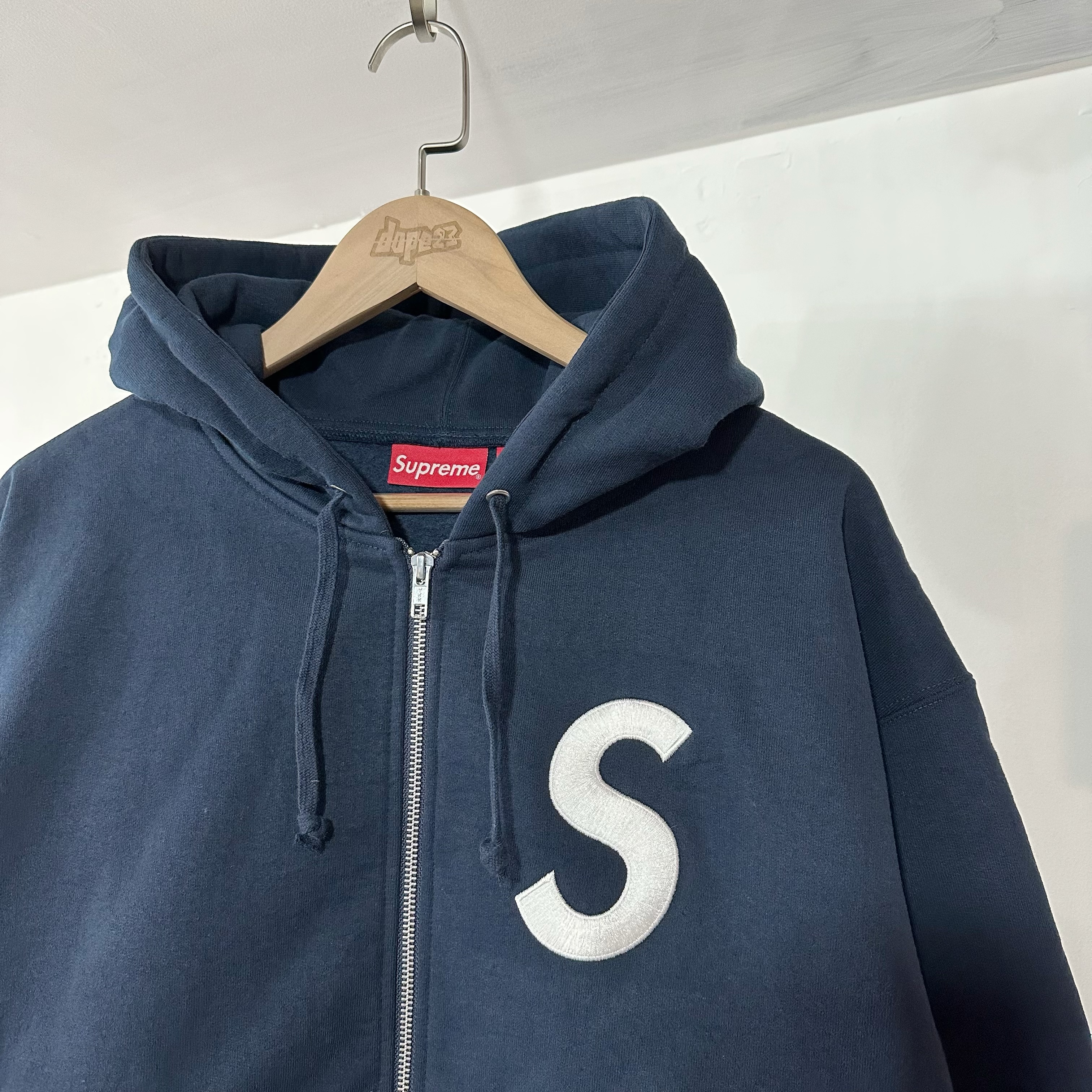 SUPREME FW24 S LOGO ZIP UP HOODED SWEATSHIRT NAVY 拉鏈外套