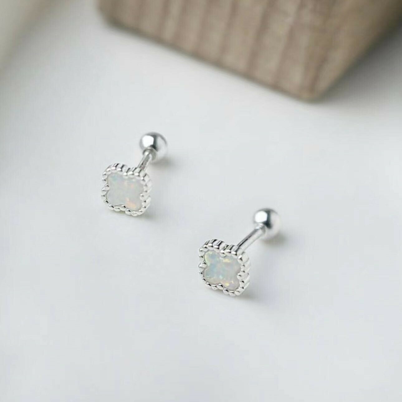 歐泊石四葉草純銀鎖針