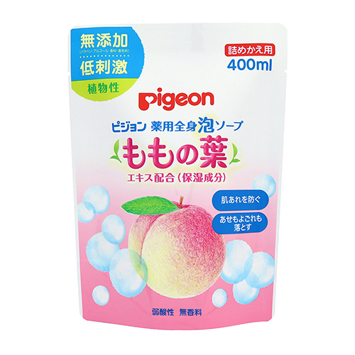 桃葉保濕泡沫沐浴露 洗髮沐浴二合一 補充裝400ml (日本進口)
