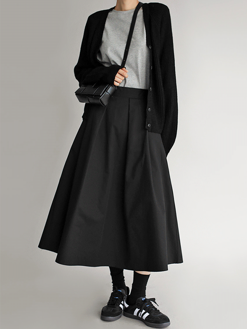 [現貨]百褶後鬆緊長裙 [ 棕色 / Free ]