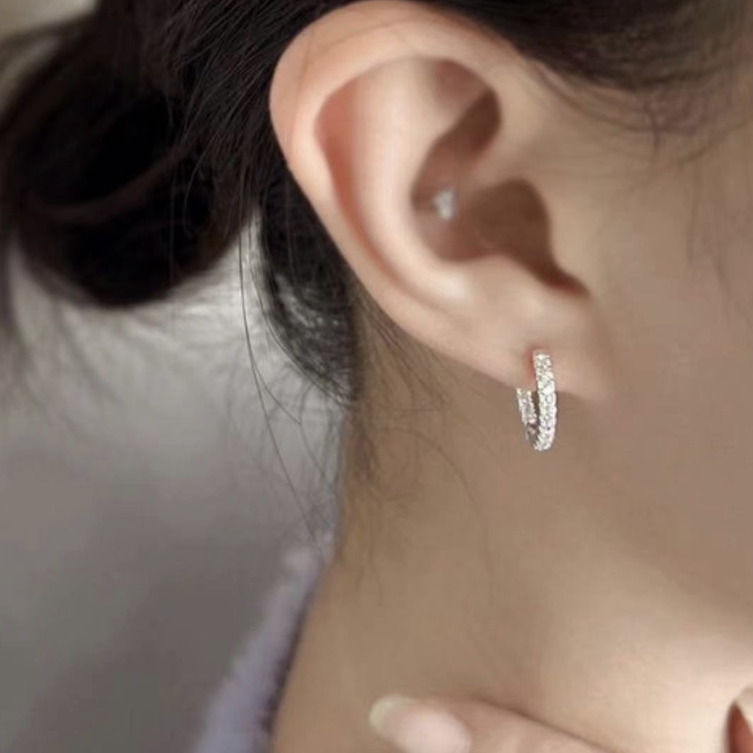 驚艷．前後排鑽純銀易扣