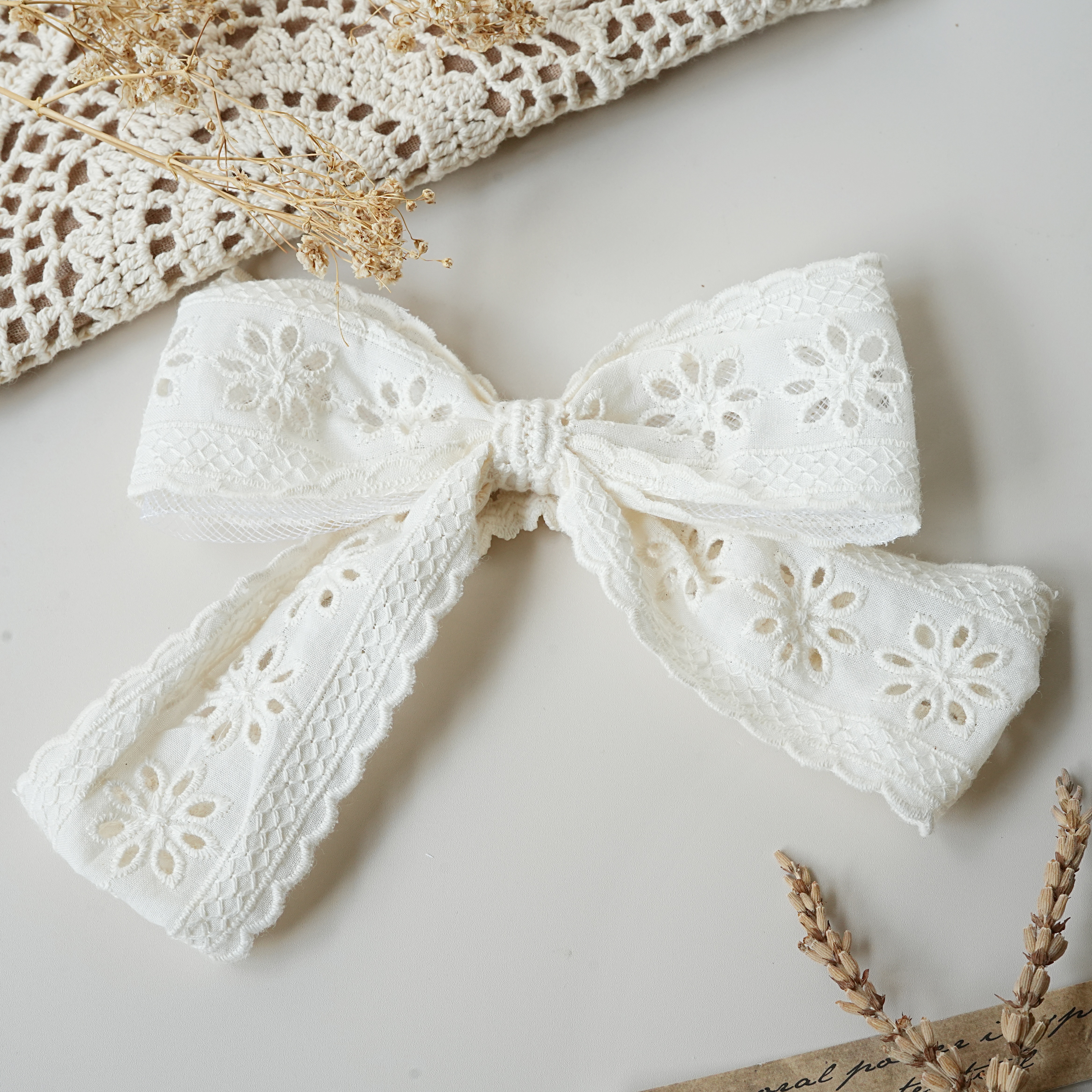 蕾絲蝴蝶結髮帶-雛菊