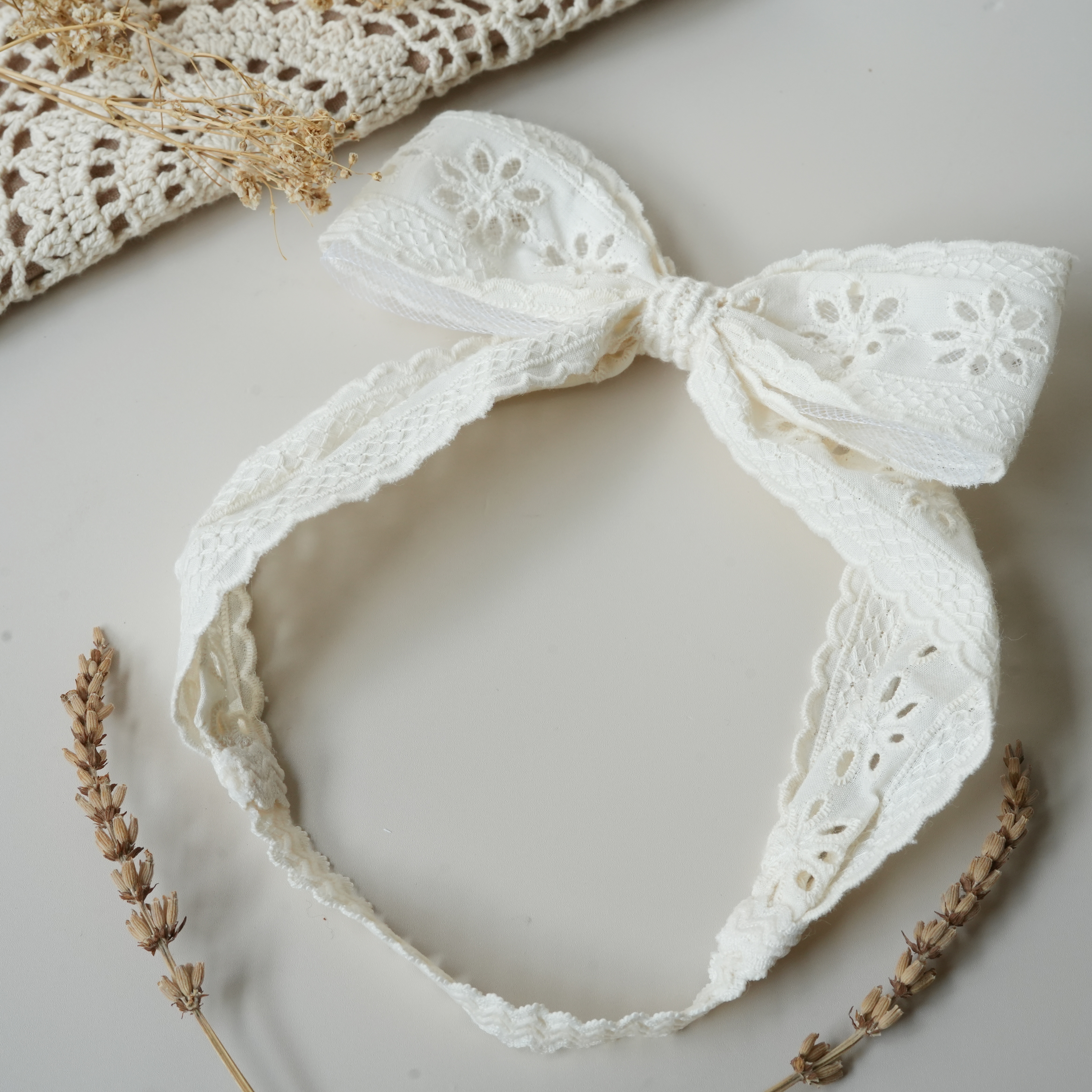 蕾絲蝴蝶結髮帶-雛菊