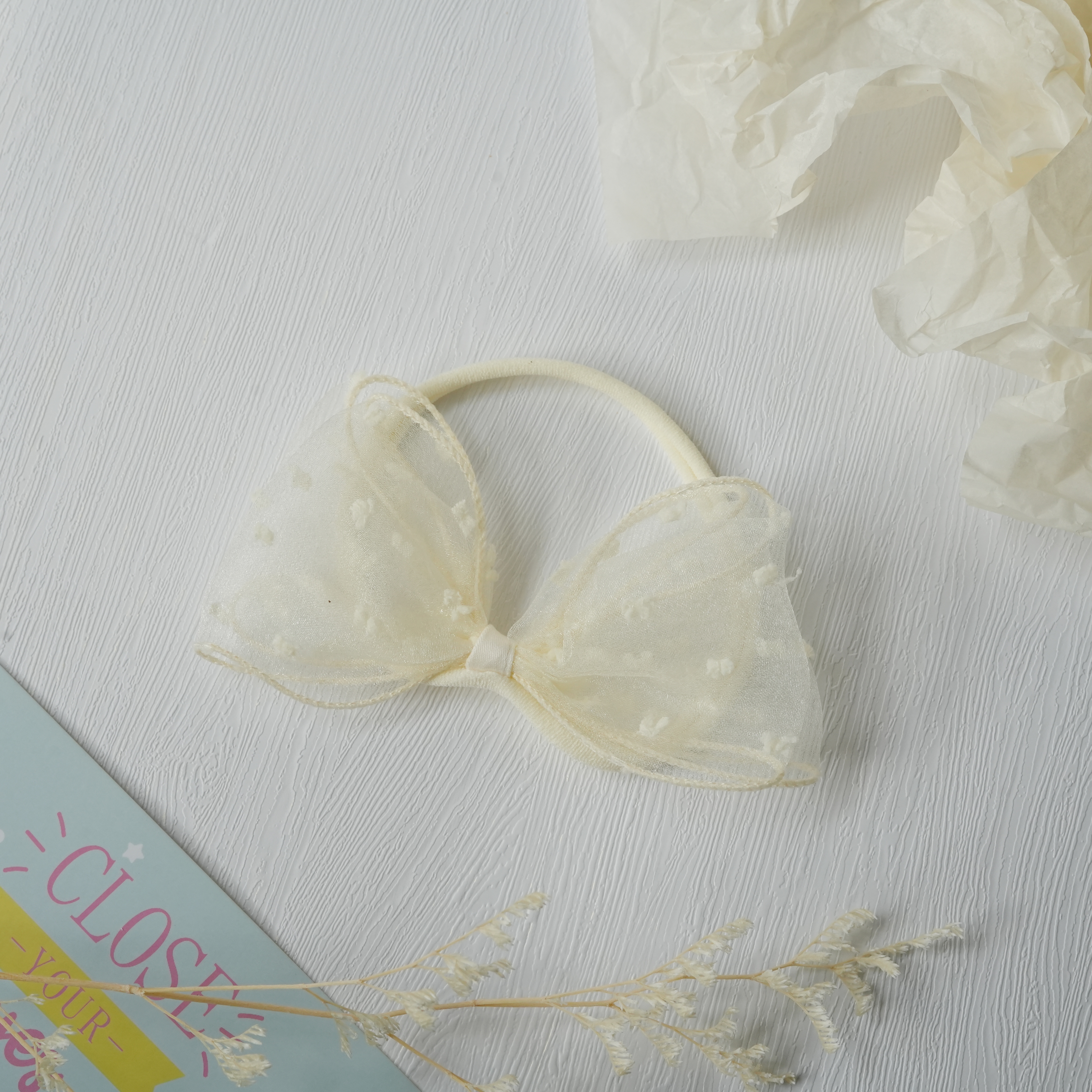 蕾絲蝴蝶結髮帶-點點蕾絲