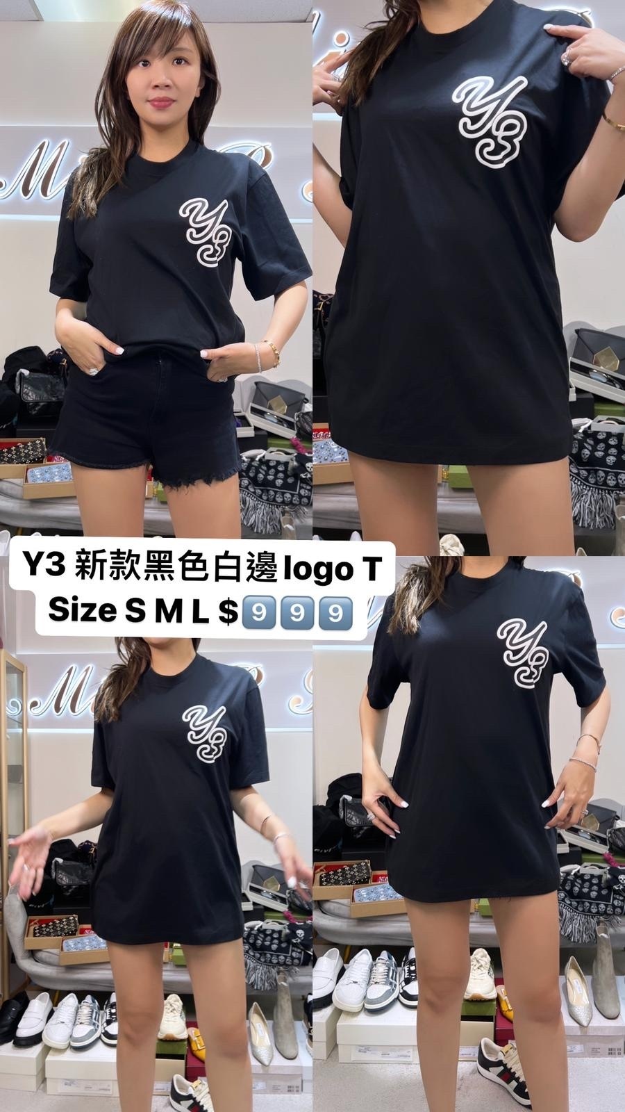 Y3 黑色白字TEE -M