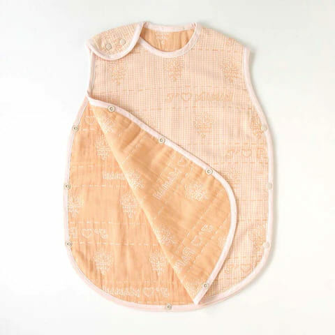 [日本製造🇯🇵Made in Japan] SOULEIADO Mon Bebe Cheri Quadruple Gauze Sleeper Orange Sorbet Baby Size