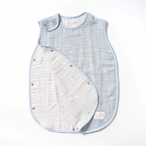 [日本製造🇯🇵Made in Japan] 10MOIS Powder Blue Cotton Tencel Triple Gauze Sleeper (Kids Size) 粉藍星星三重紗x天絲防踢睡袋