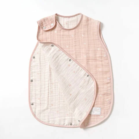 [日本製造🇯🇵Made in Japan] 10MOIS Shell Pink Cotton Tencel Triple Gauze Sleeper (Kids Size) 粉紅星星三重紗x天絲防踢睡袋