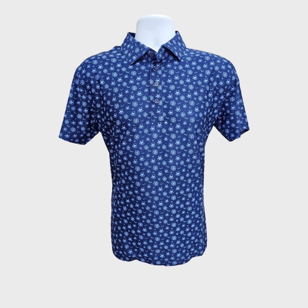 【現貨】男-G/FORE MEN Sketch Printed Polo Blueprint 高爾夫骷髏藍圖短袖Polo衫#2178GF