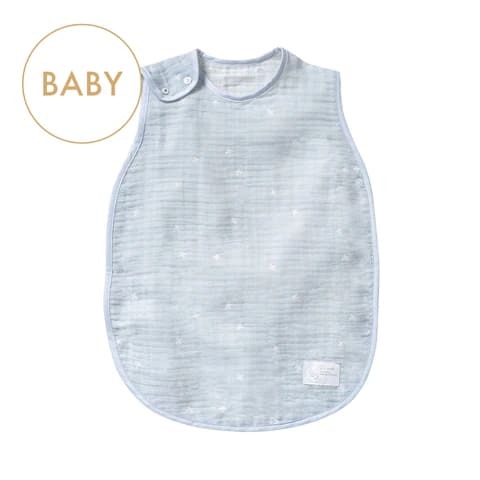 [日本製造🇯🇵Made in Japan] 10MOIS Powder Blue Cotton Tencel Triple Gauze Sleeper (Baby Size) 粉藍星星三重紗x天絲防踢睡袋