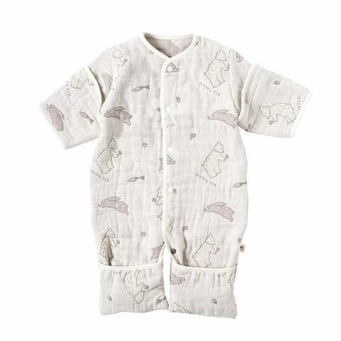 [日本製造🇯🇵Made in Japan] HOPPETTA Blanc 6Way Sleeper Fluffy Gauze (6-Layer Gauze) 動物森林六重紗6-WAY可拆袖成長型睡袍