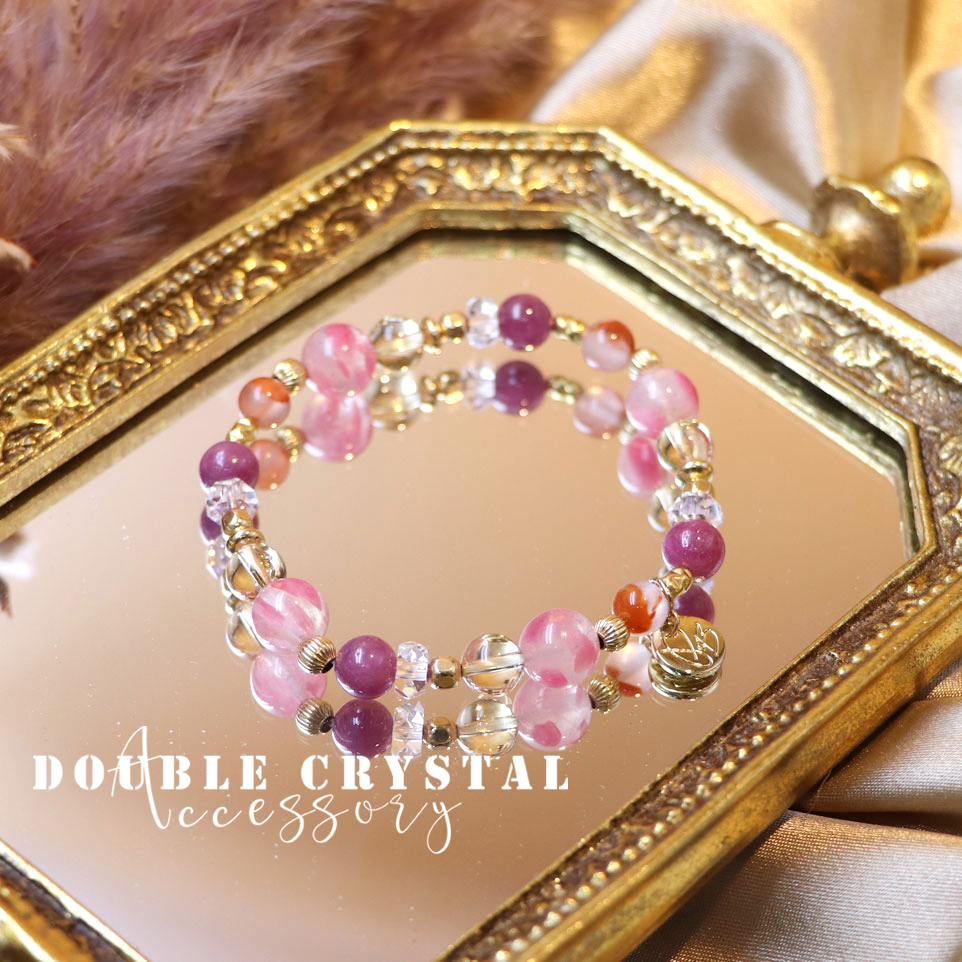 ☽◌* 花吹雪／玉化薔薇輝．紅寶石．冰飄南紅瑪瑙．黃水晶