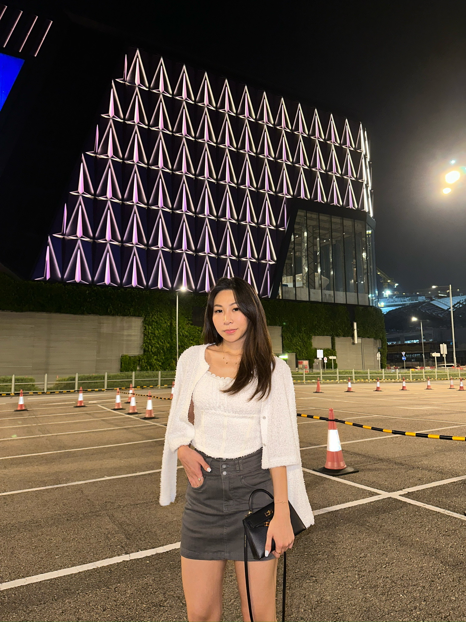 鐵灰色薄毛牛仔裙褲