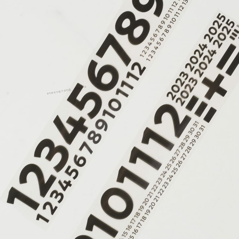 黑體數字 PET膠帶 (亮面/帶離型紙) ｜1/1工作室