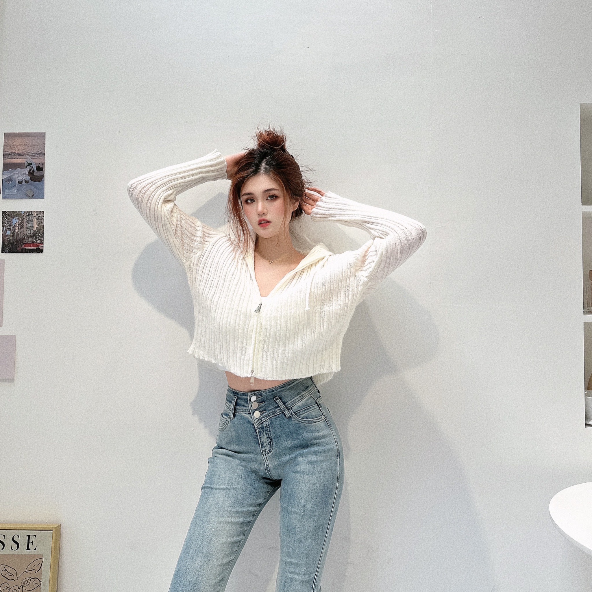 柔軟針織坑條雙拉鍊外套/四色