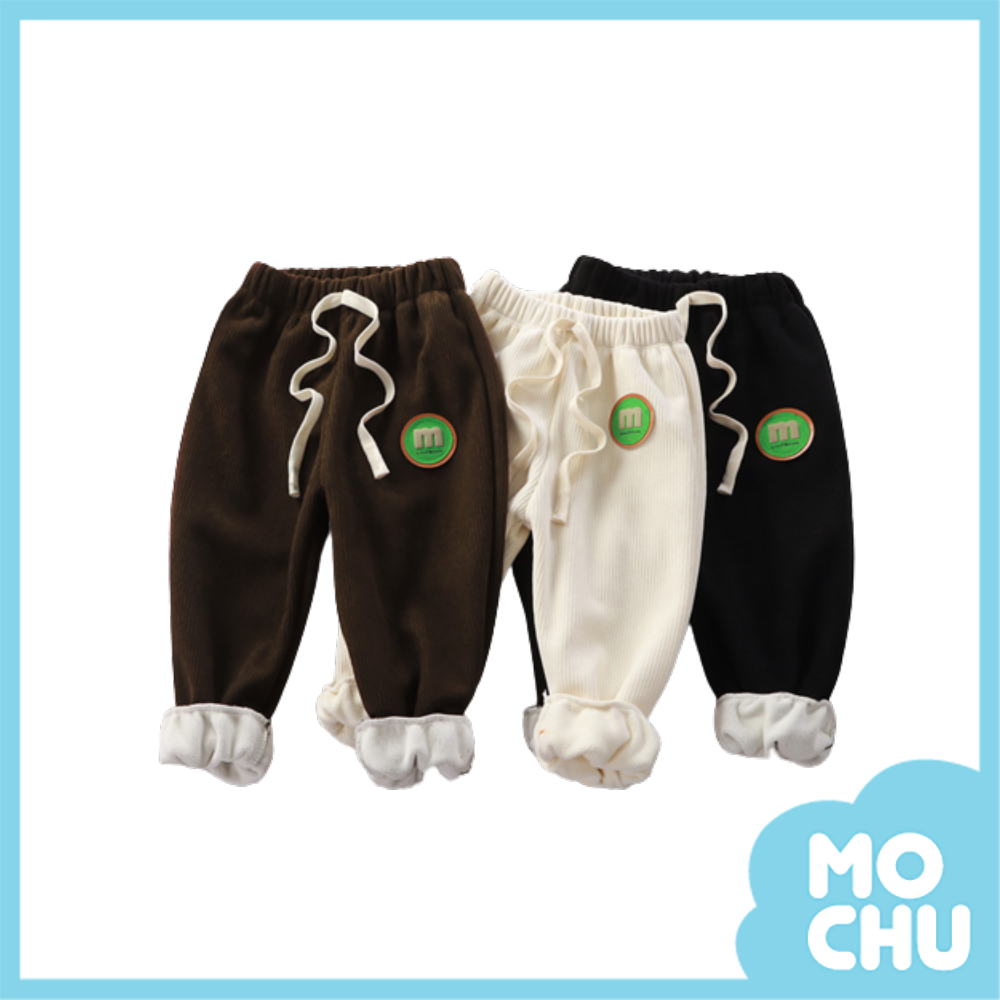 圓圓字母M加絨螺紋長褲(三色)