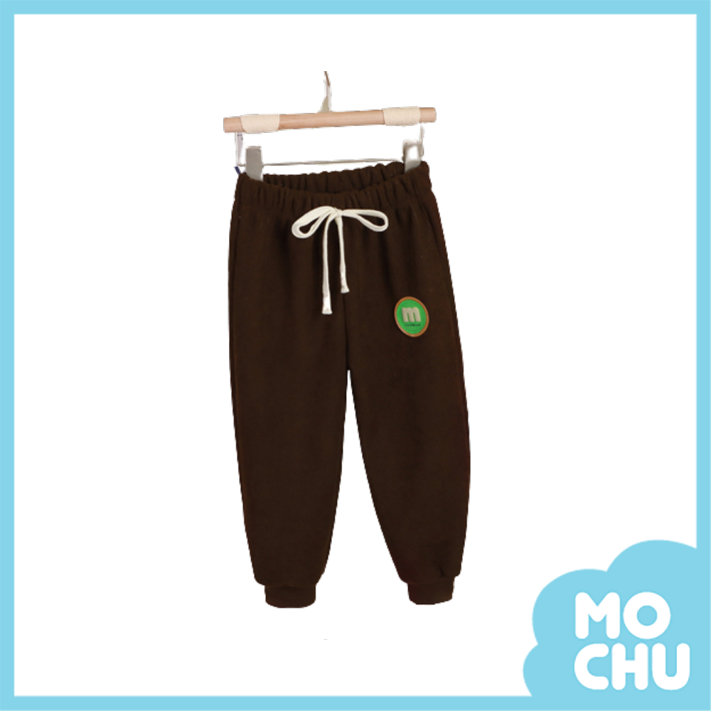 圓圓字母M加絨螺紋長褲(三色)