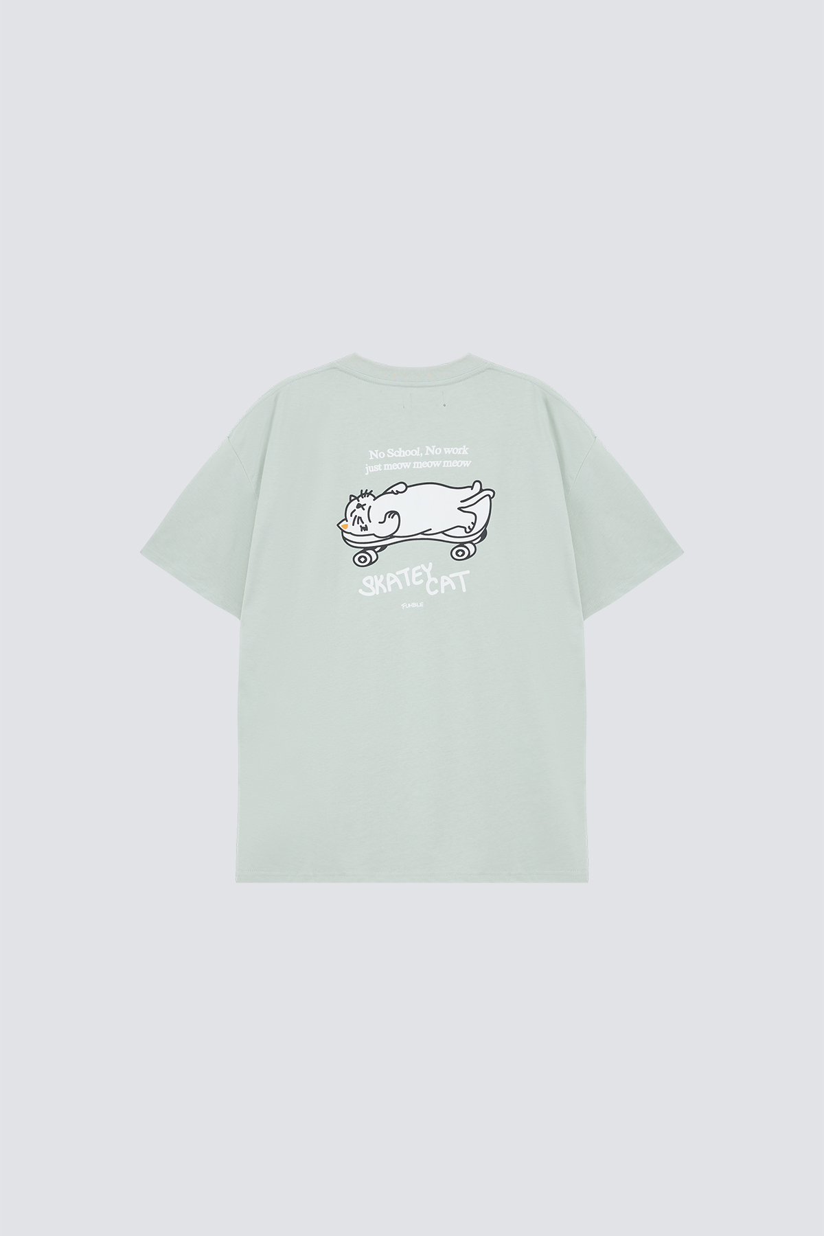 Skatey Cat Print Tee｜Mint Green｜Hong Kong Original Design