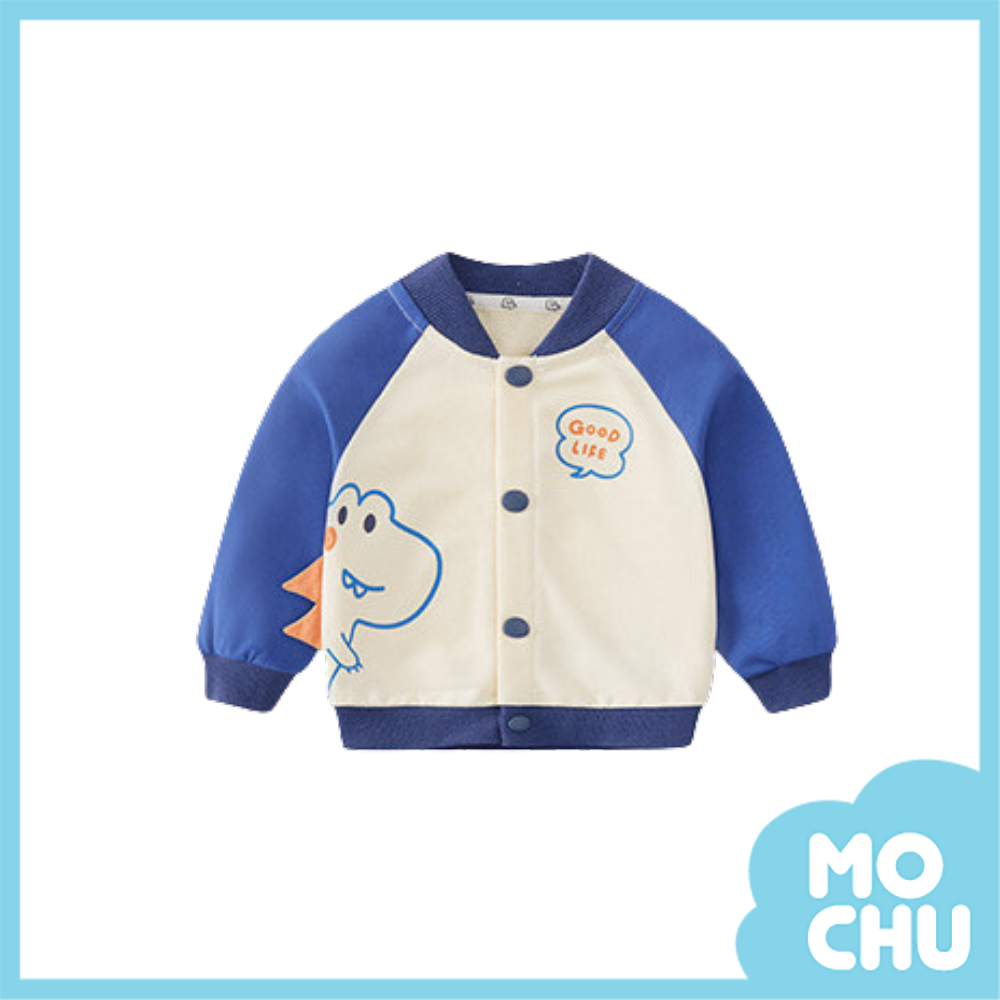 立體藍恐龍螺紋領口外套