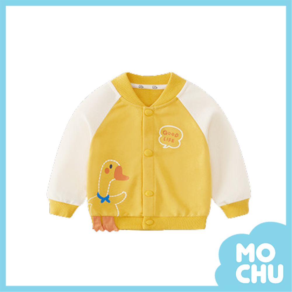 加油打氣鴨鴨螺紋領口外套