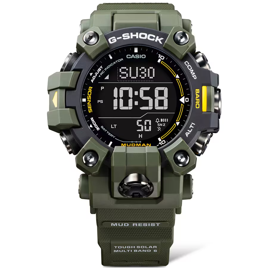萬年鐘錶 - G-SHOCK  MASTER OF G - LAND MUDMAN 大地色系泥人戶外太陽能電波運動電子錶 GW-9500-3  錶徑 : 52.7mm