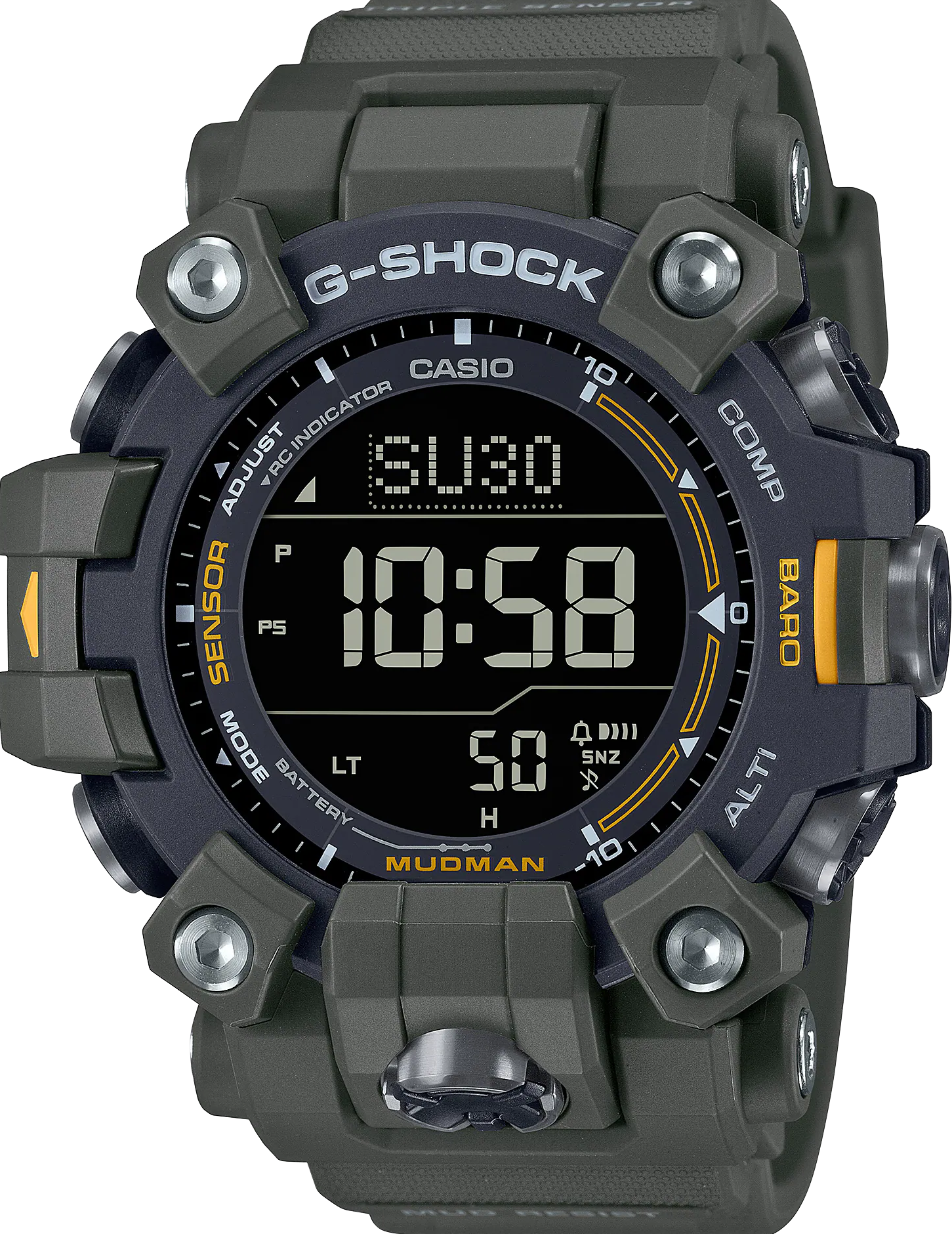 萬年鐘錶 - G-SHOCK  MASTER OF G - LAND MUDMAN 大地色系泥人戶外太陽能電波運動電子錶 GW-9500-3  錶徑 : 52.7mm