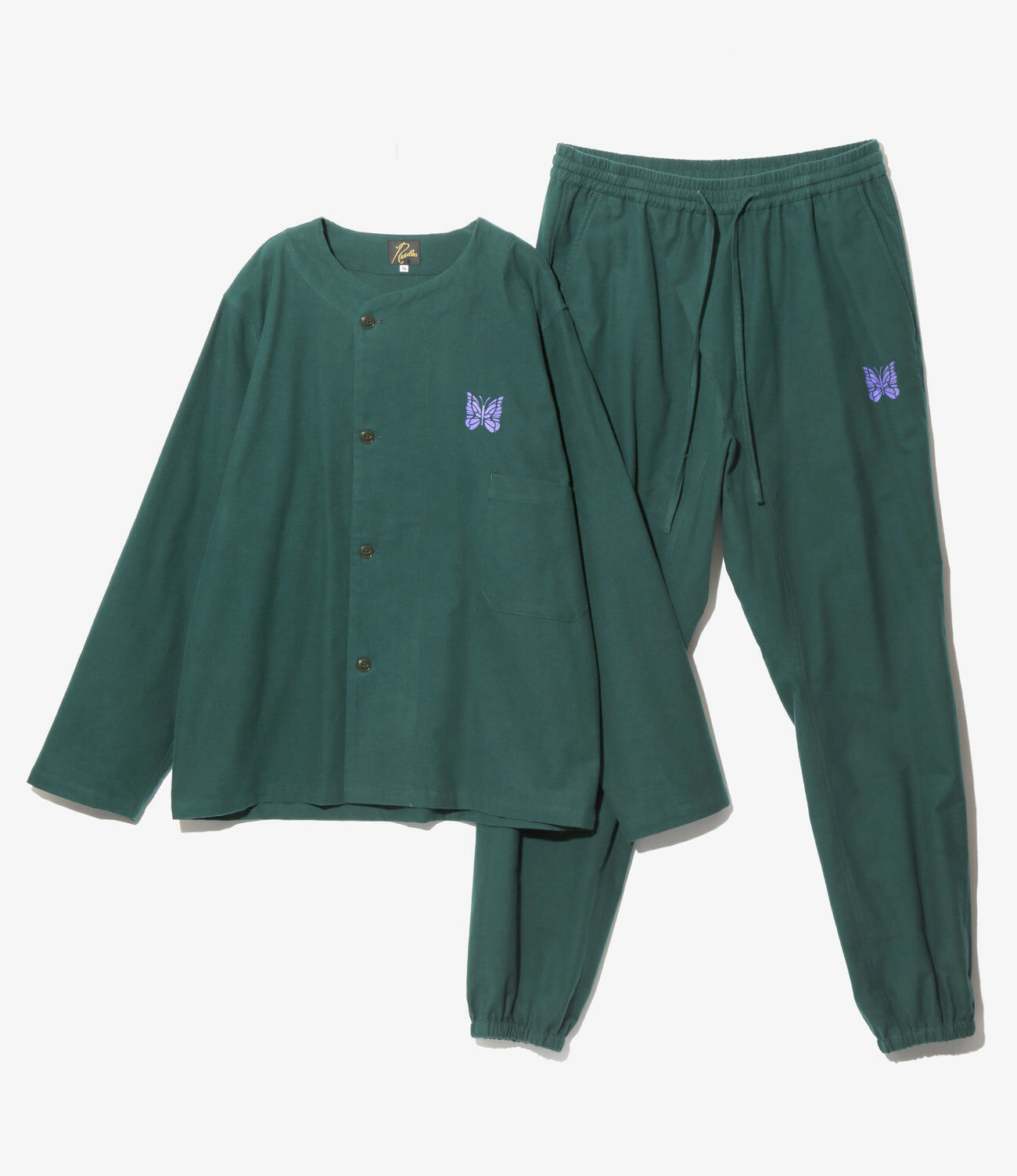 NEEDLES PAJAMA SET - COTTON FLANNEL - GREEN