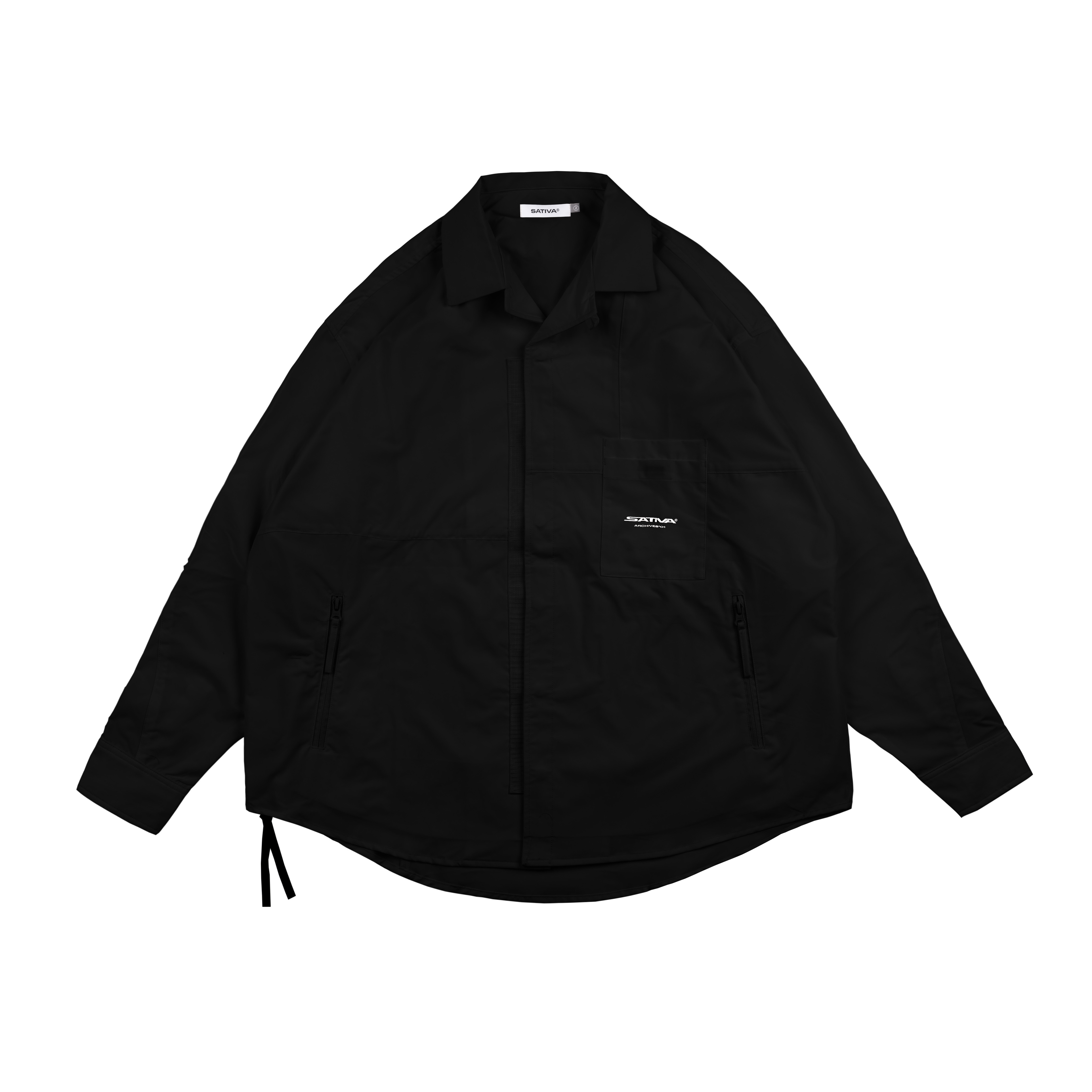H.BK-02 "Banded-Collar" Pocket Shirt - Black