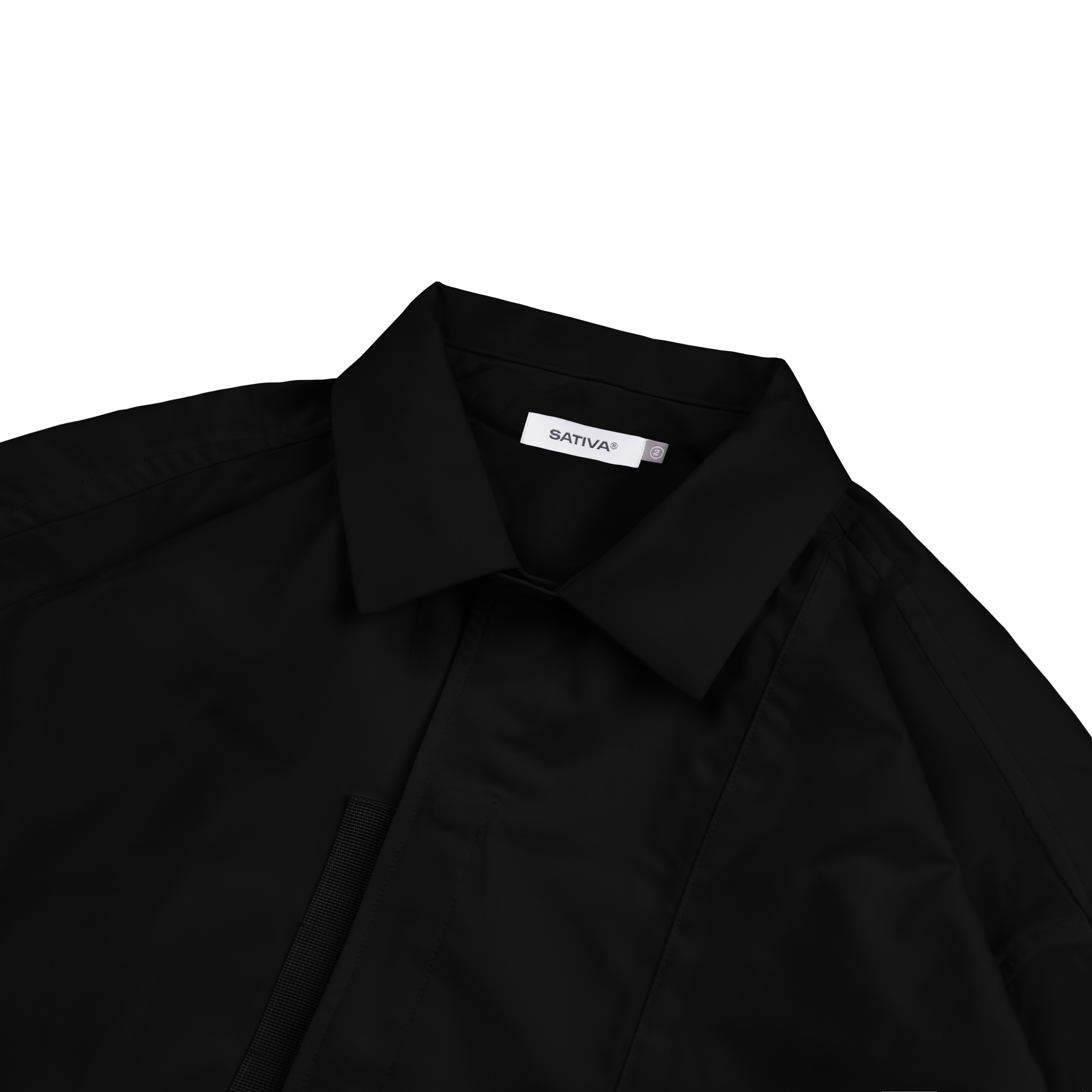 H.BK-02 "Banded-Collar" Pocket Shirt - Black