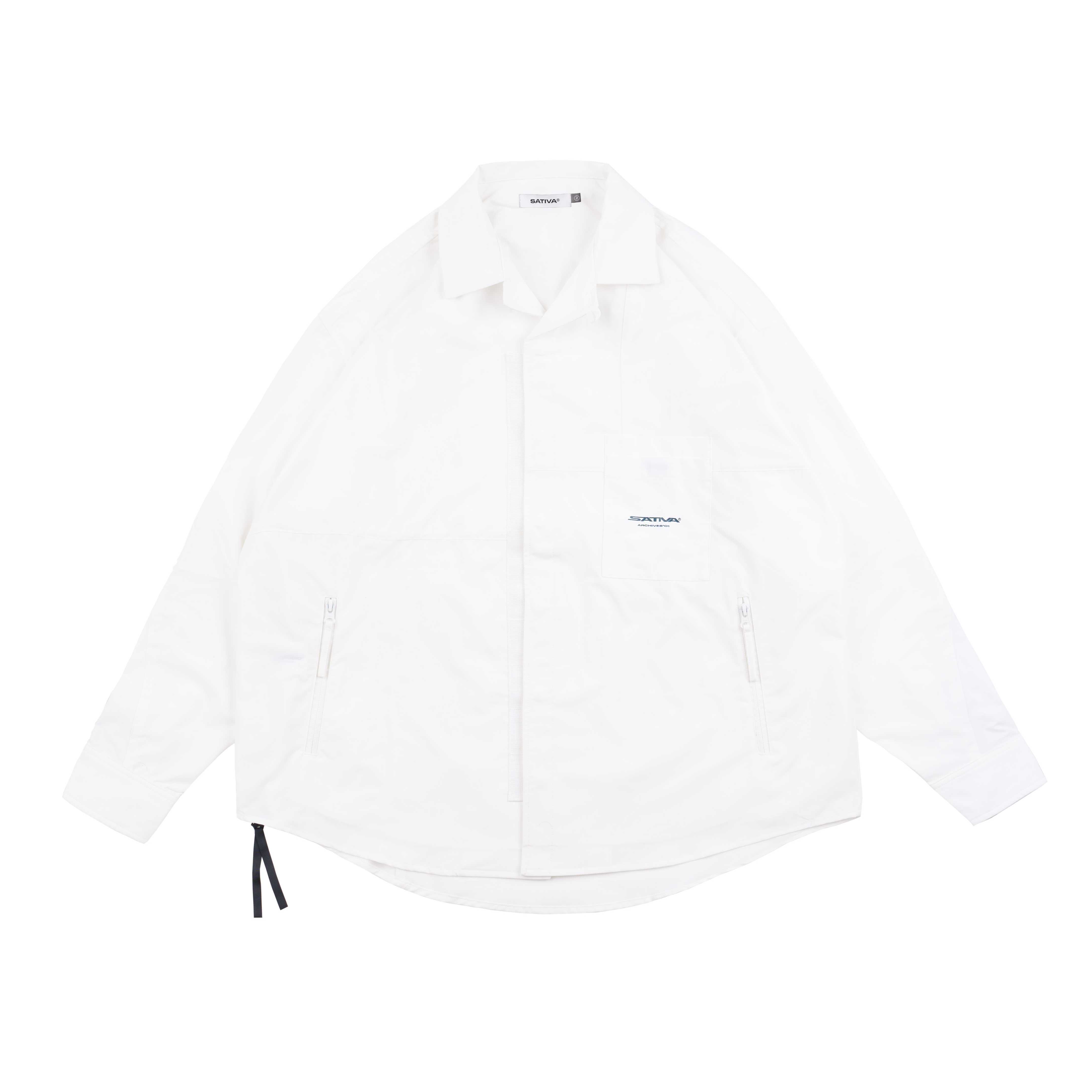 H.BK-02 "Banded-Collar" Pocket Shirt - White