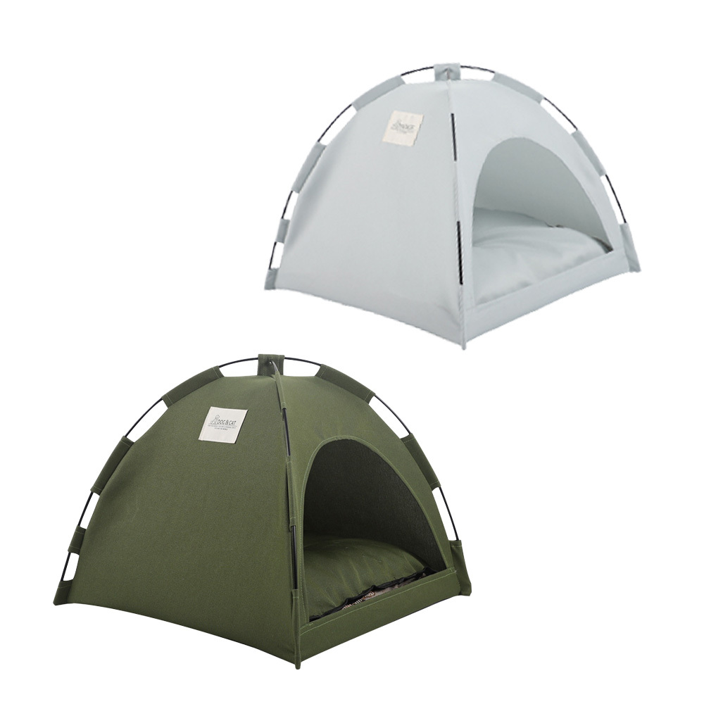 質感寵物帳篷－(青灰色/軍綠色)
