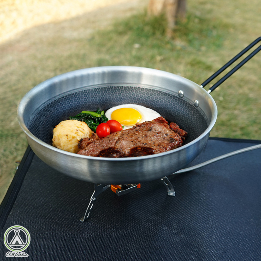 蜂巢紋不沾炒鍋 304不銹鋼(大/小)