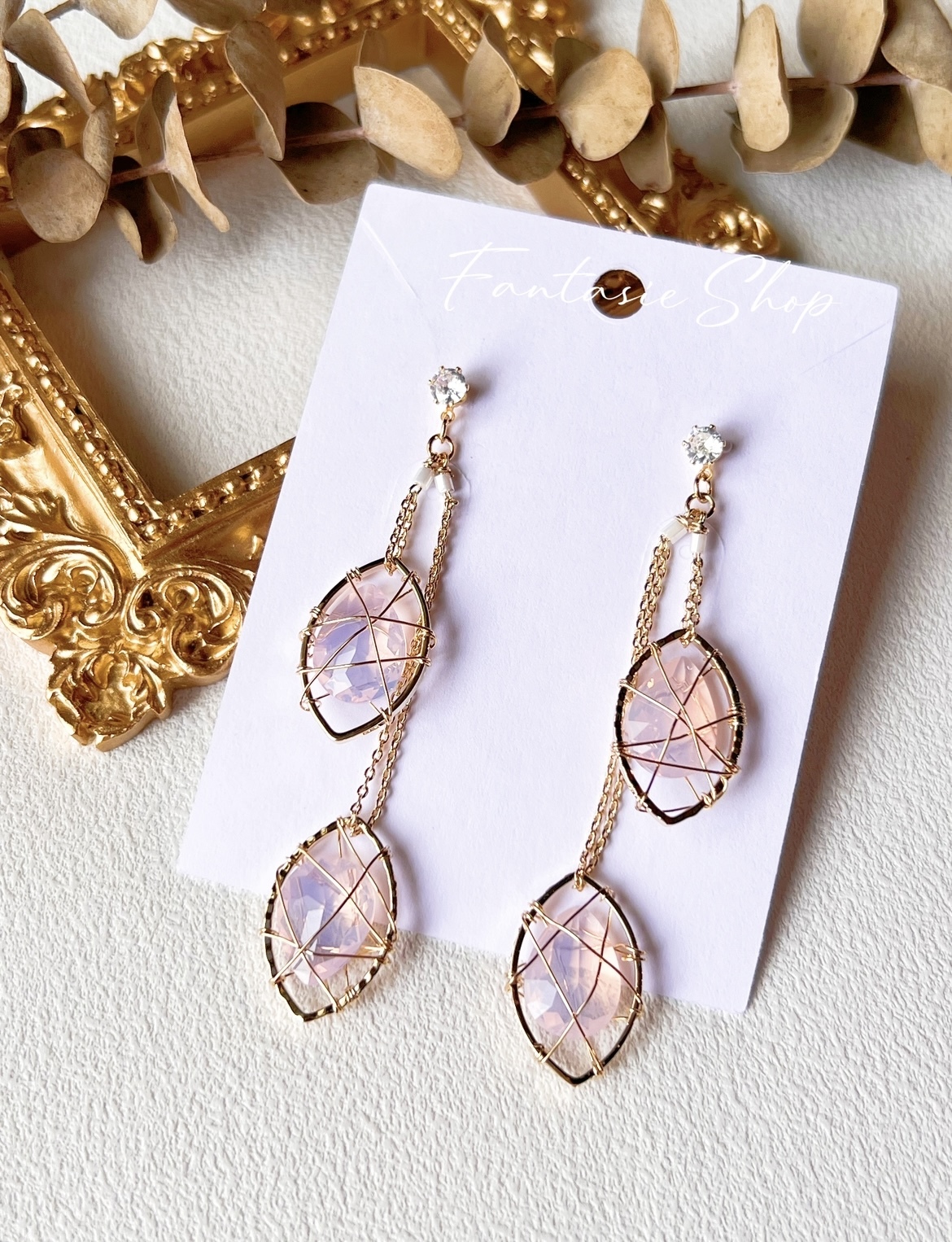 韓國純手工飾品-捕夢網閃爍寶石耳環