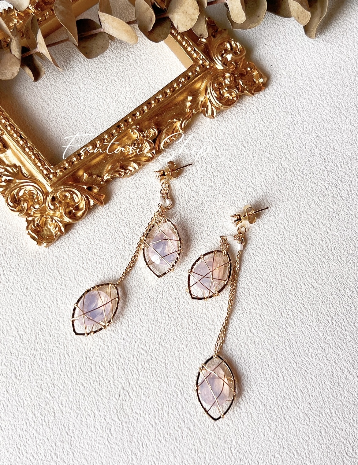 韓國純手工飾品-捕夢網閃爍寶石耳環