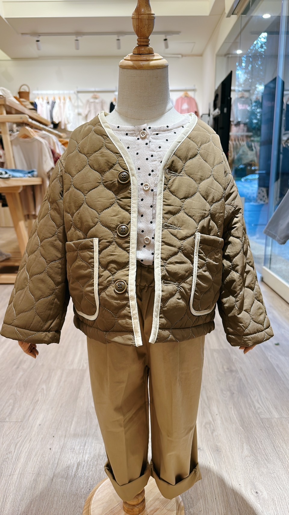 日系滾邊鋪棉绗縫外套