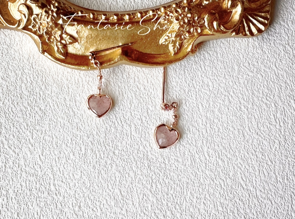 高質感輕珠寶飾品-寶石愛心耳環