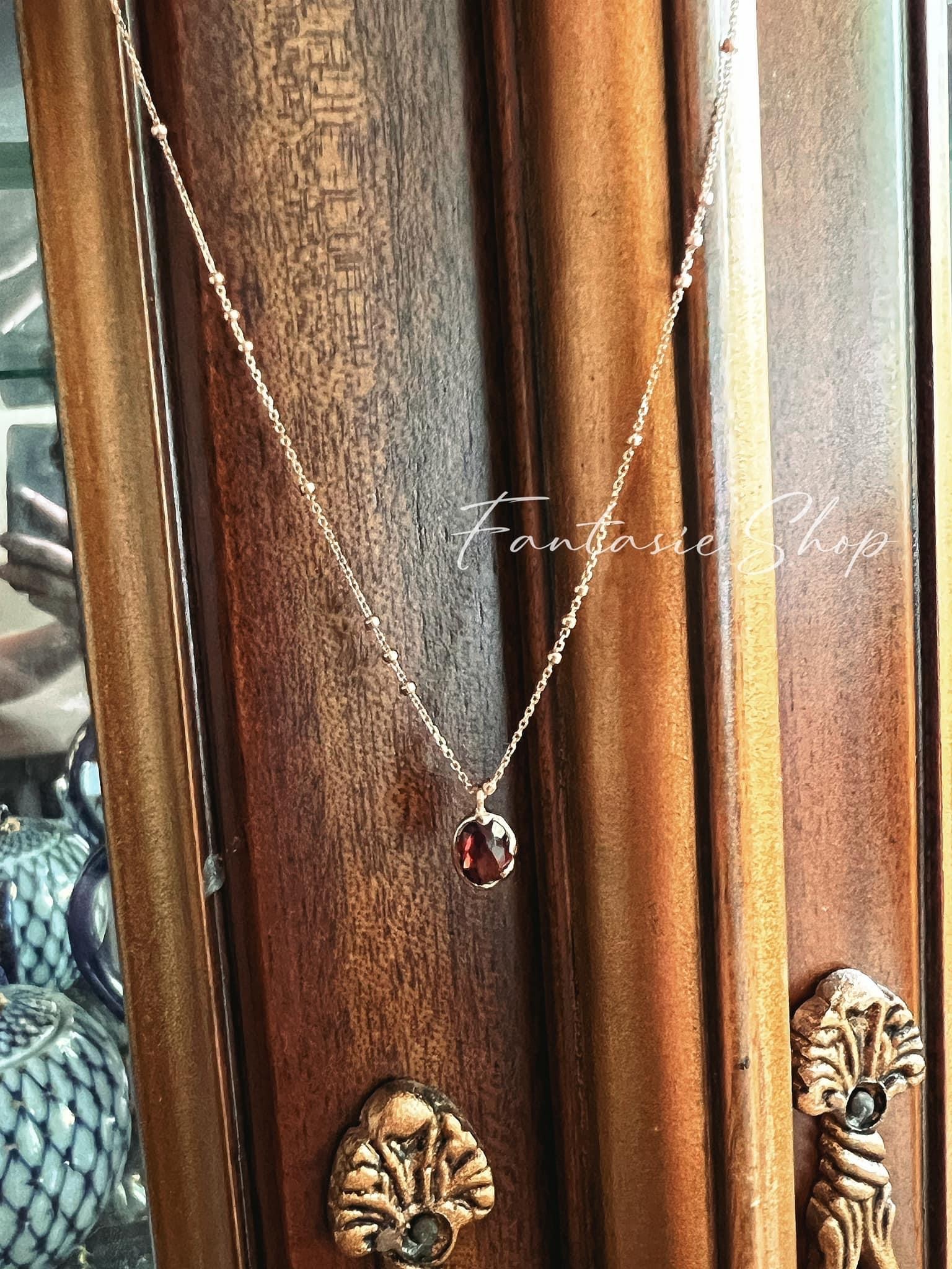 韓國高質感輕珠寶飾品-古典石榴石項鍊