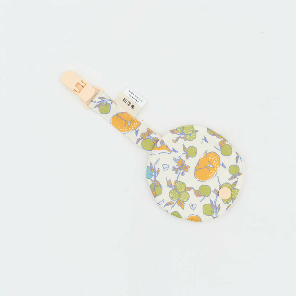 Fabric Pacifier Clip/Joyful Forest /Formosan Sika Deer & Apple