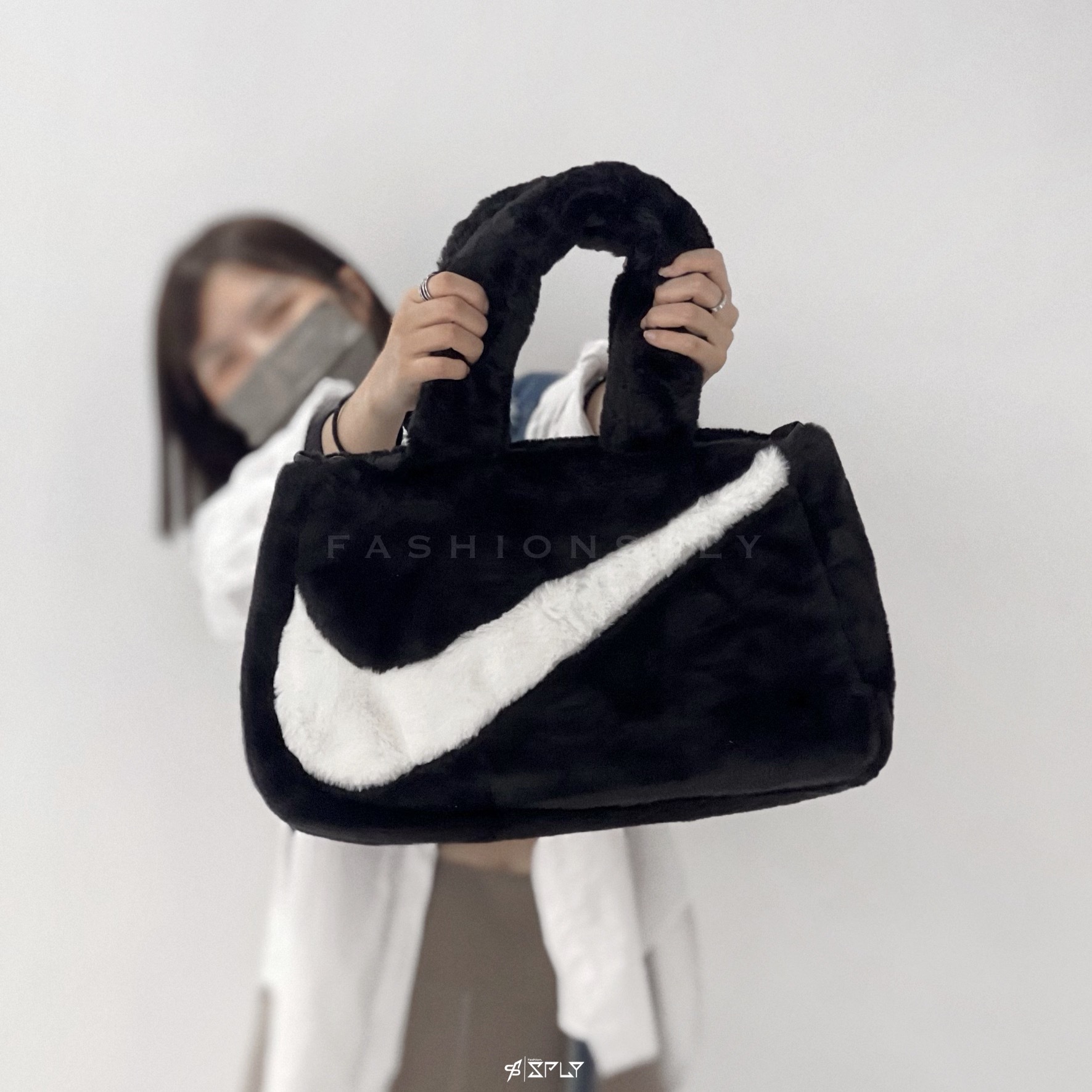 Nike W NSW FX FUR TOTE 珊瑚絨 絨毛 大勾 托特包 DQ5804-010