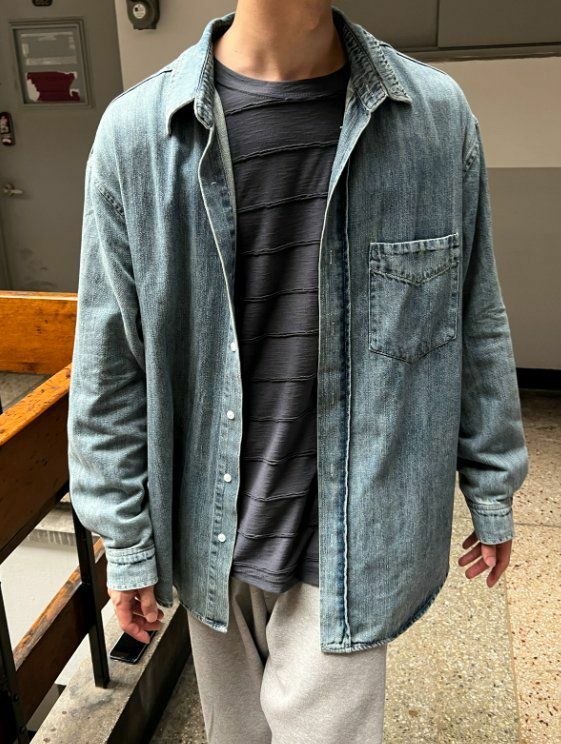 淨色牛仔長袖恤衫 Lowell-006JK