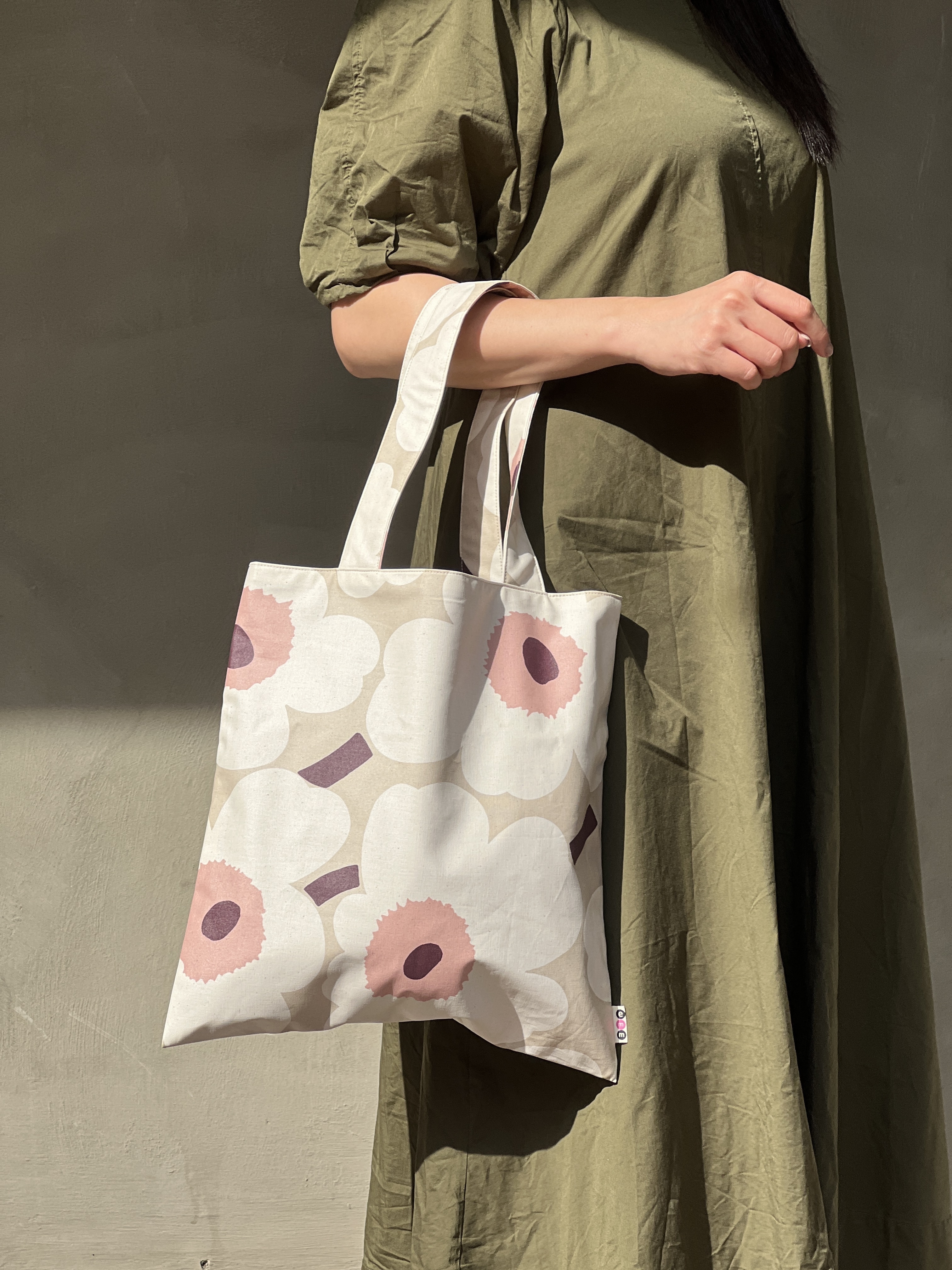 Square tote | marimekko waterproof fabric | cotton beige 中花