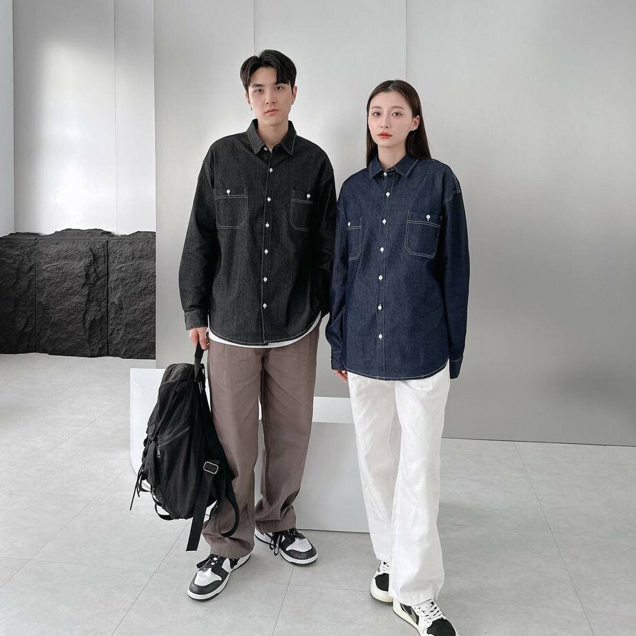 #98086 丹寧車縫線牛仔襯衫