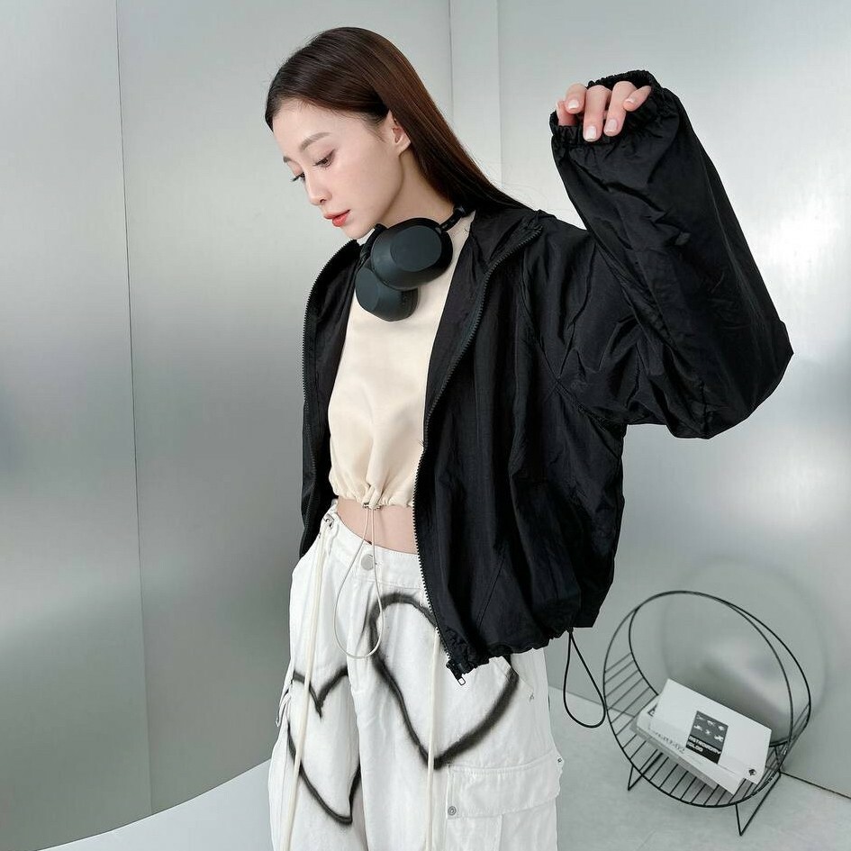 #98115 Y2K 鬆緊拉繩防風短版外套